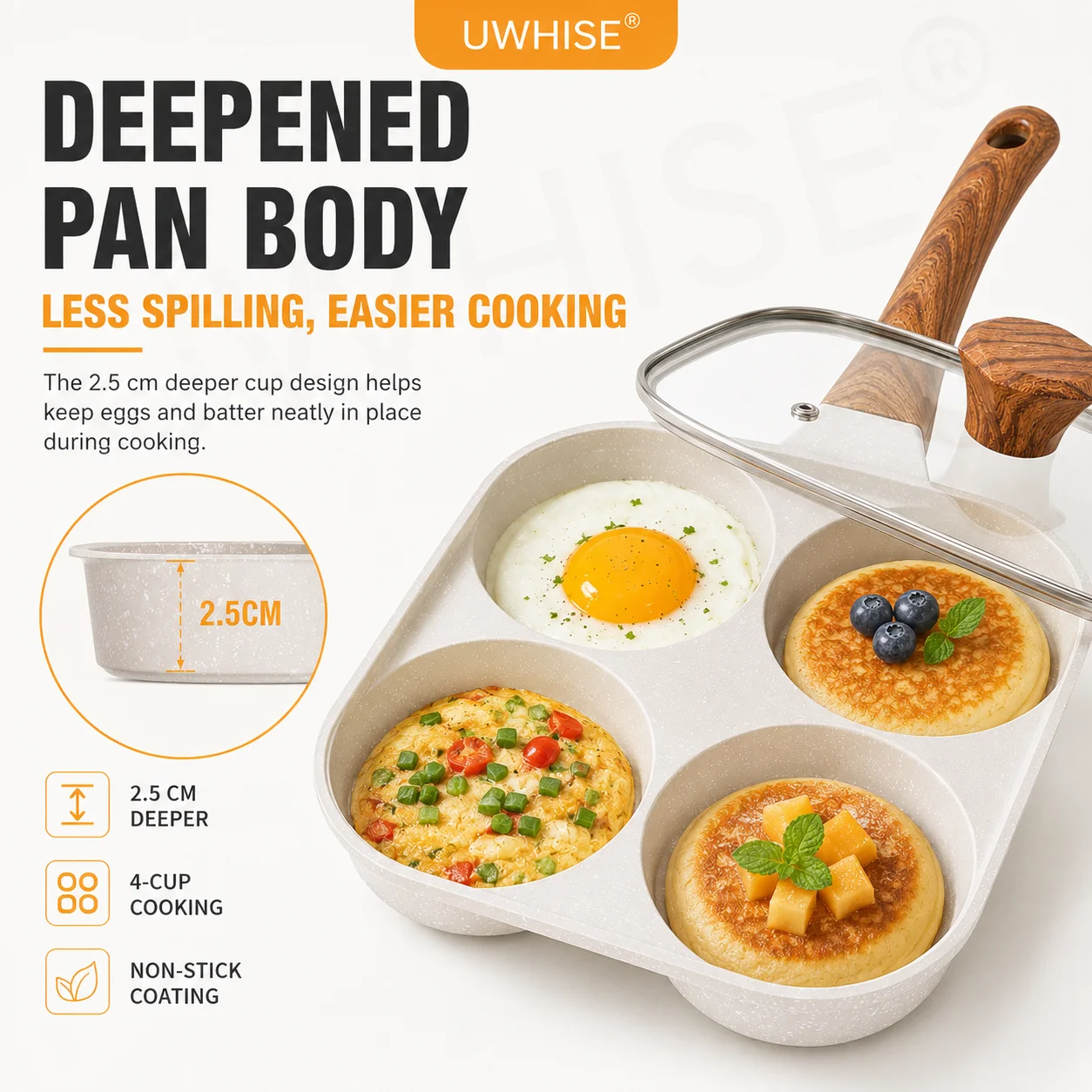 Uwhise 4カップ エッグフライパン、焦げ付き防止加工、 - Electric Griddle Pancake のレビューと価格