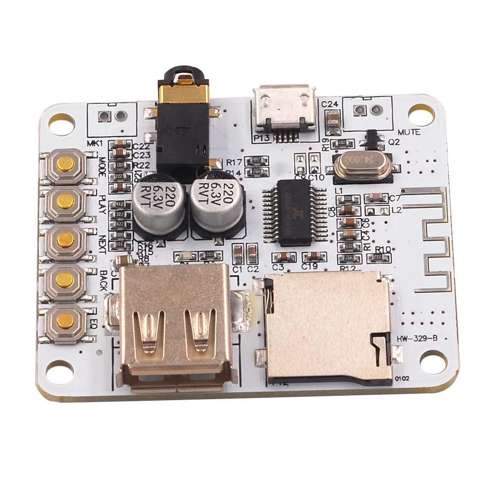 Power amplifier Bluetooth board audio with USB TF card Audio decoding Playback front output electret microphone