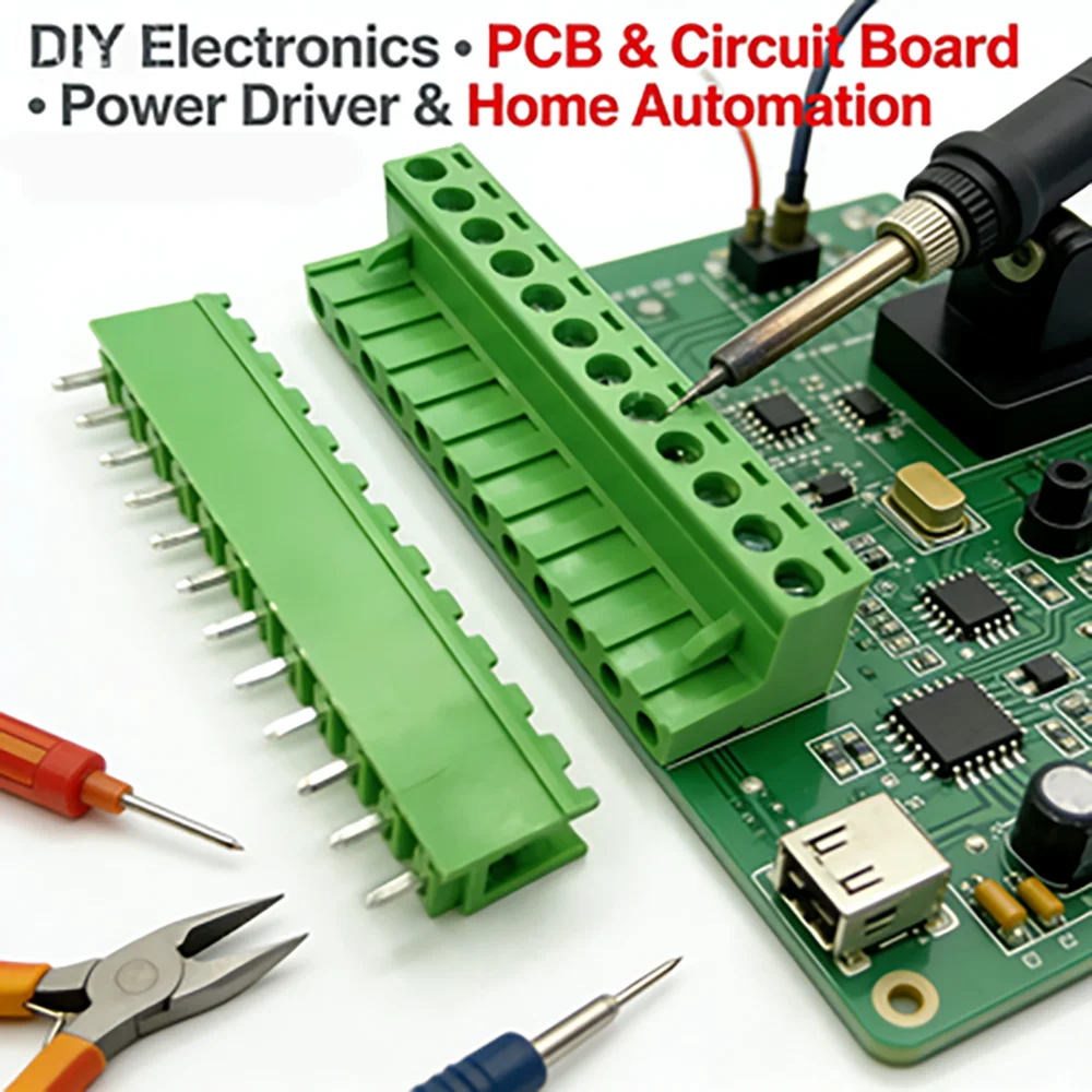 5Pair 5.08mm Pitch 2EDG Straight Pin PCB Screw Terminal Block 2/3/4/5/6/7/8/9/10/12Pin 300V 10A Wire Connector Plug-in Socket