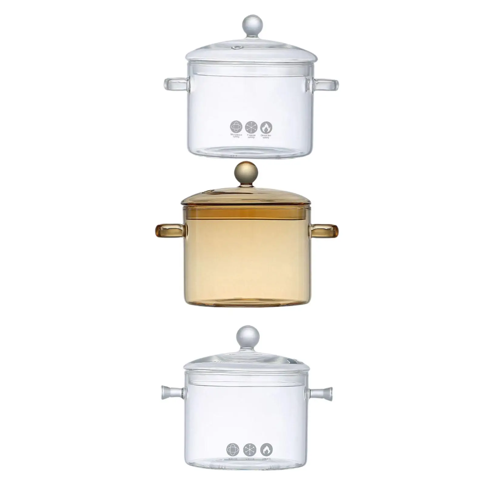 Glass Cooking Pot with Lid Borosilicate Double Handle Cooking Pan Heat Resistant Simmer Pot for Stovetop Suitable for Home