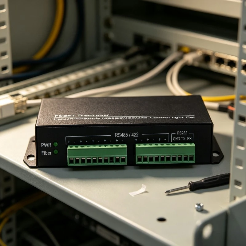 Industrial High Precision 8CH RS485 to Fiber Optic Transceiver SC Single Mode Bidirectional Communication 1Pair Long Distance