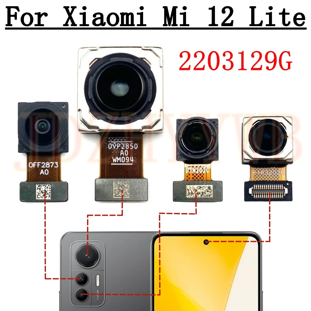 

Лучшее качество, передняя задняя камера для селфи для Xiaomi 12 Lite Mi 12Lite, широкая задняя основная камера, гибкий кабель для телефона