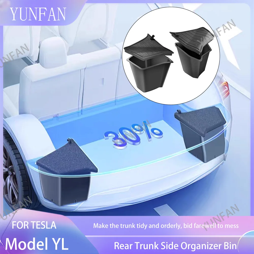 Custom Fit TPE Trunk Side Storage Box Protector For Tesla Model YL 2026 Flocked Mat Cargo Partition Organizer