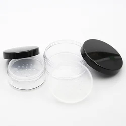 6 xRefillable Empty Powder Pot With Sieve Cosmetic Makeup Jar Container Handheld Portable Sifter with Black Cap 20g