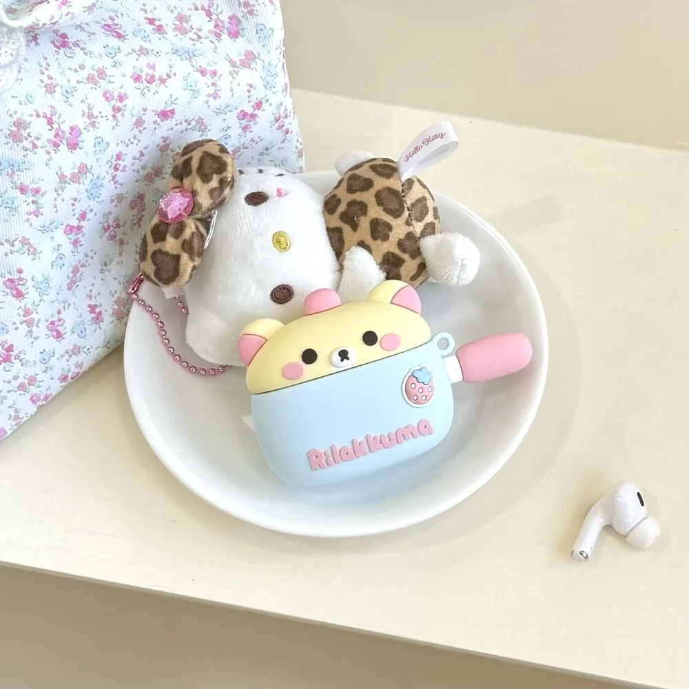 لطيف الكرتون Rilakkuma الدب لينة سيليكون حقيبة سماعة الاذن ل Airpods 4 2 3 1 برو 3 2 سماعة لاسلكية تعمل بالبلوتوث سماعة الغطاء الواقي