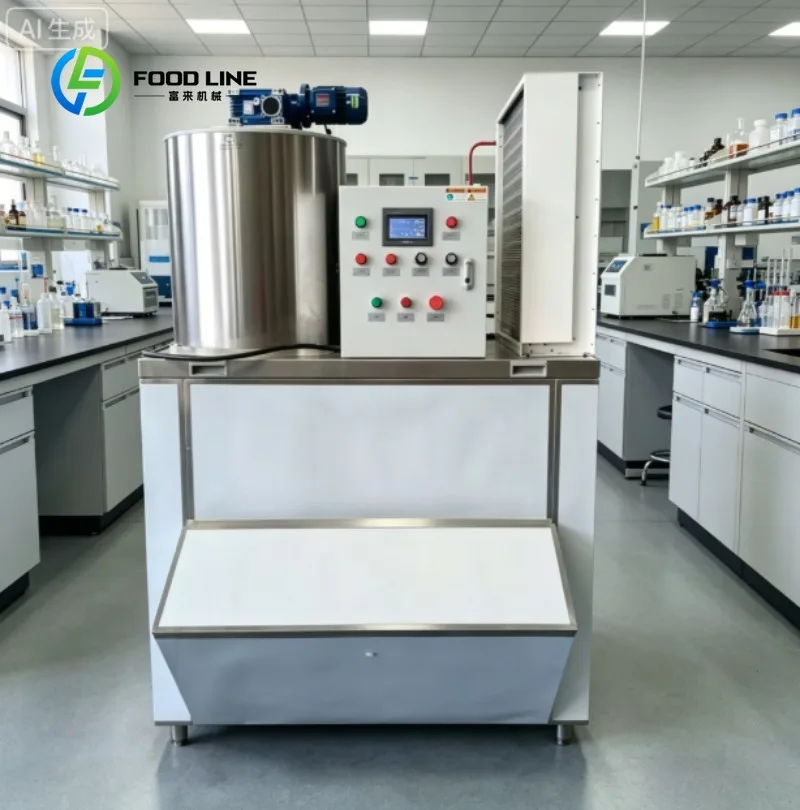 Flake Ice Machine Ice Flaker Commercial Stainless Steel Ice Maker for Bar Restaurant Seafood Cooling Storage Equipment