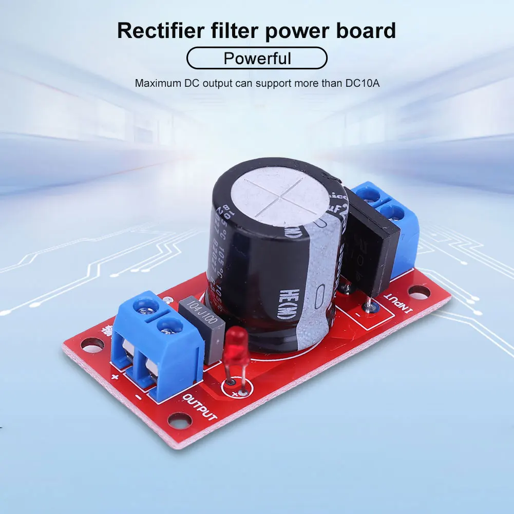 Rectifier Filter Power Board 3A 8A Rectifier Power Amplifier 8A with Red LED Indicator AC Single Power to DC Single Source Board