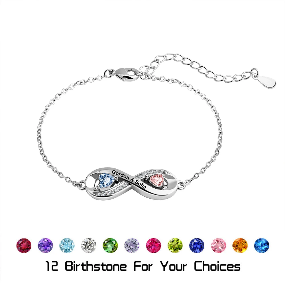 Personalized Infinity Ankle Bracelets For Women Endless Love Birthstone Charm Adjustable Jewelry Mothers Day Gift for Mom Wife