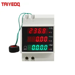 D52-2058  Din Rail Volt Current Meter Power Consumption Meter AC200-450V Multi-Function  Digital kwh Frequency Meter 0-100A