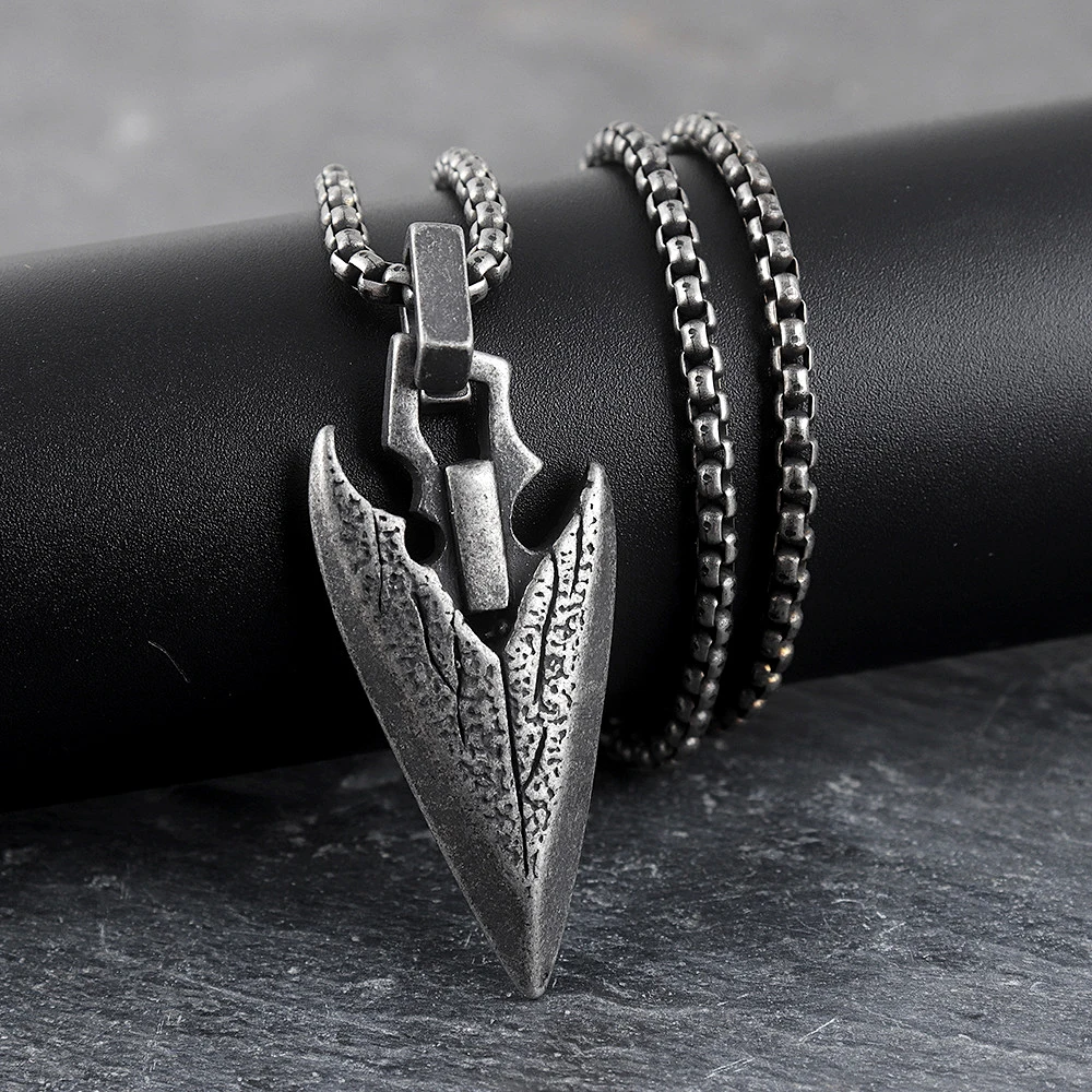 Vintage Arrow Head Pendant Necklace Stainless Steel Viking Spear Necklace for Men Women Fashion Nordic Jewelry Gift Wholesale