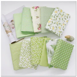 160x50cm Green Fresh Pastoral Plaid Twill Cotton Sewing Fabric, DIY Doll Dress Home Decoration Cloth