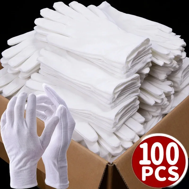White Soft Cotton Work Gloves for Dry Hands Handling Film SPA Gloves Ceremonial High Stretch Gloves Household Cleaning Tools