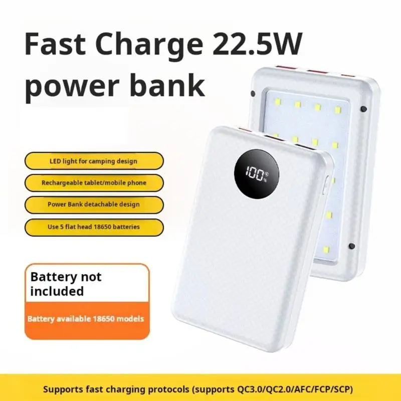B03F Solderless 18650 Power Supply Cover Case Support 20000mAh Capacity USB C Fast Charging And Adjustable LED Lighting