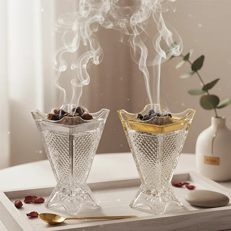 Nordic Ironwork Crystal Glass Four-Corner Aroma Diffuse Candlestick Romantic Ornaments Wedding Centerpieces For Table Photo Prop