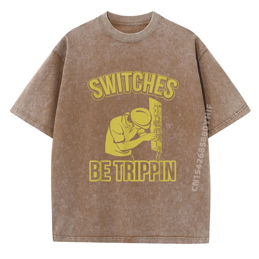 رجل مطبوعة تيز مفاتيح يكون تريبين مضحك ماستر كهربائي فيوز صندوق الجرافيك تي شيرت الرجال خمر غسلها تي شيرت