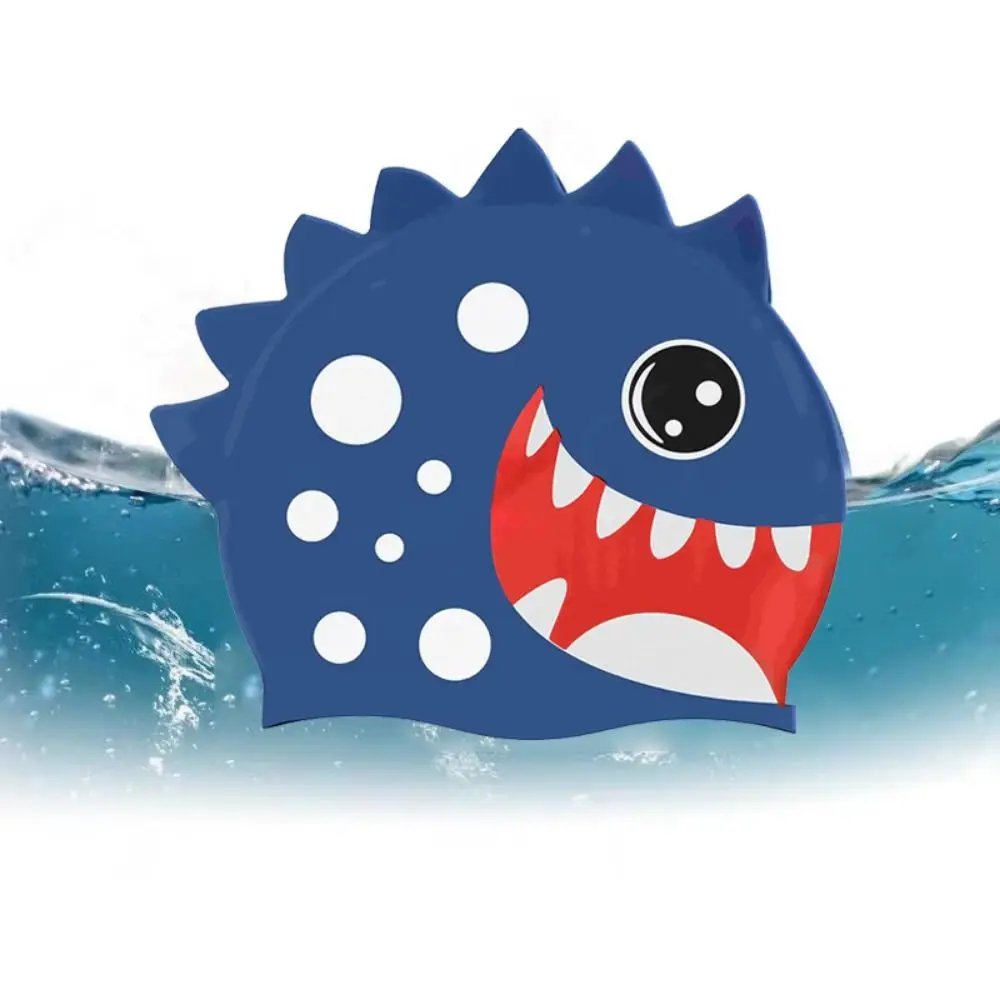 

Shark Children's Swimming Cap Waterproof Long Hair Silicone Swimming Hat Lightweight Ear Protection Printed Swimming Cap