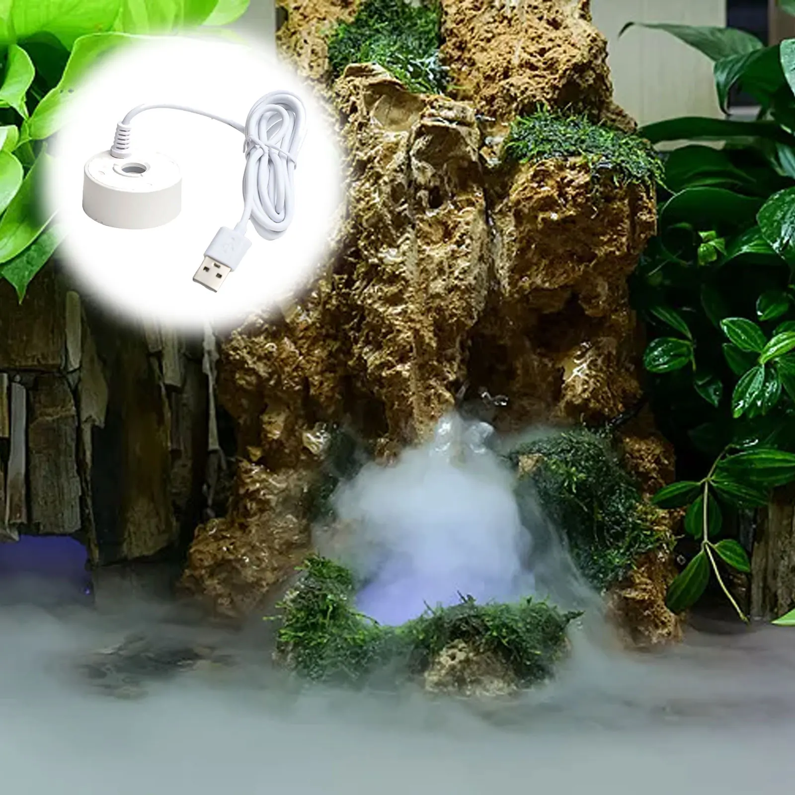 Indoor Mist Maker System Aquarium Aquarium Mist Maker Water Depth 3-6cm Fountain Atomizer Environmentally Friendly Small Size