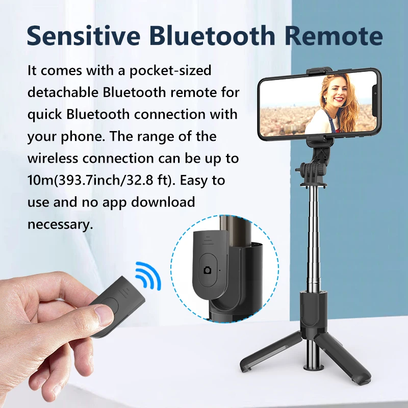 STTKGZD Portable Mini Selfie Stick Foldable Tripod Phone Stand Holder Support Wireless Bluetooth Remote Control Shutter Android