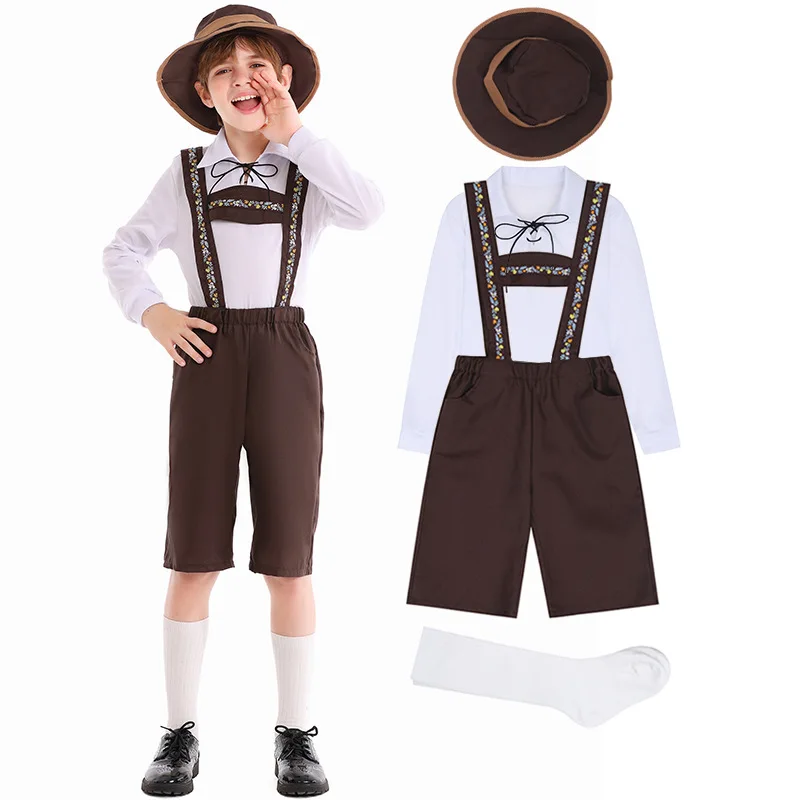 

German Beer Festival Costume Kid Boys Clothes Set Children's Day Performance Outfits Oktoberfest Dress Up Party Outfits