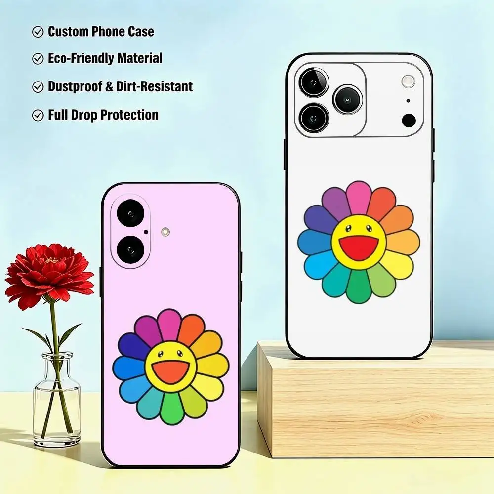 T-Takashi Murakami Flower  Phone Case Silicone Soft For IPhone18 17 16 15 14 13 12 11 X XR Plus Pro Max Plus Gift