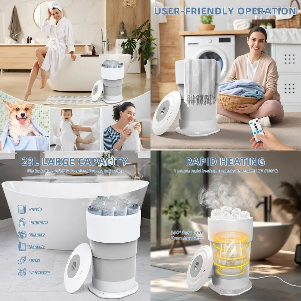 

Большой подогреватель для полотенец на 23 л с 3 температурными режимами, сенсорным управлением и таймером автоматического отключения