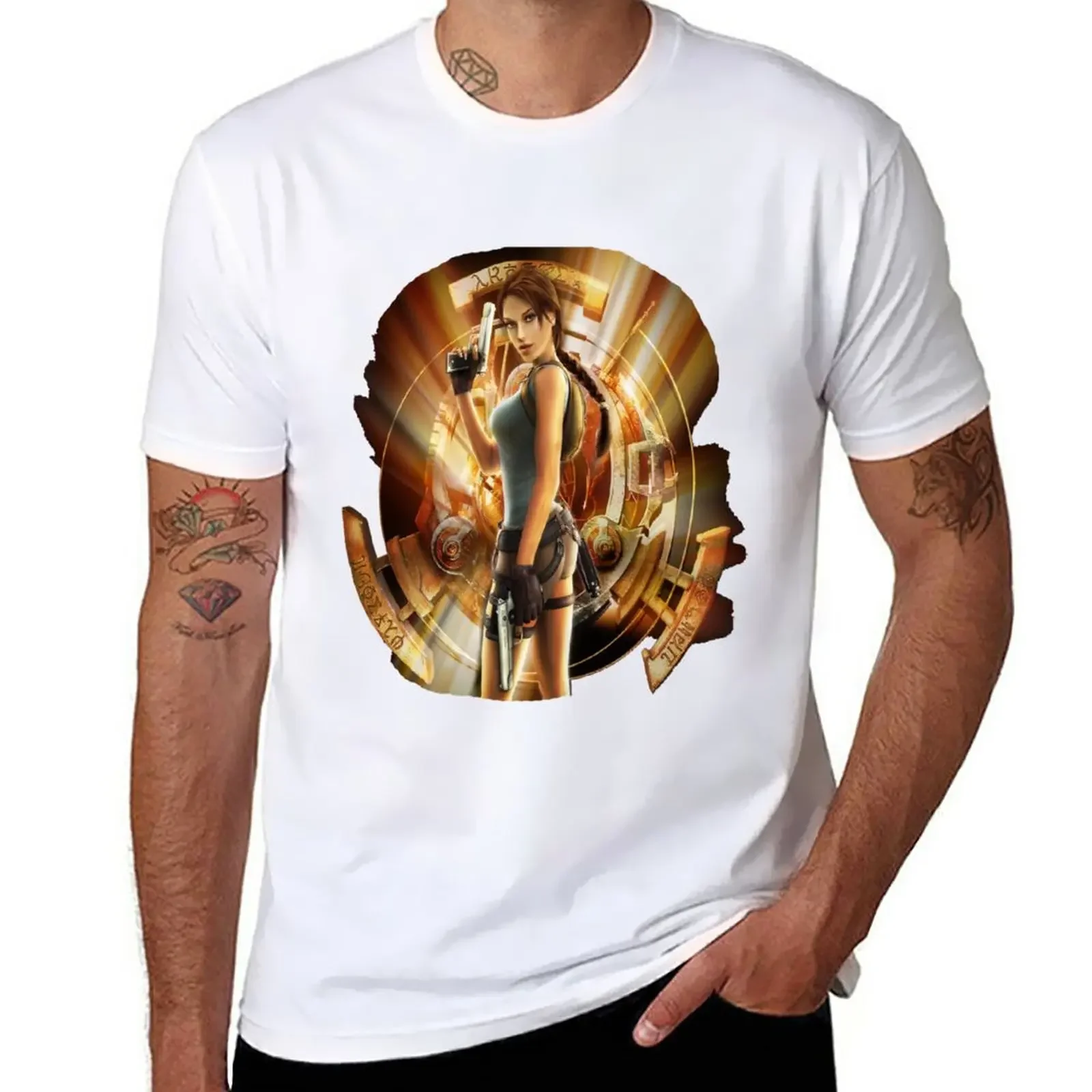 New Tomb Raider Anniversary T-Shirt custom anime customized oversized men heavyweight fashion Round Neck mange vintage Informal