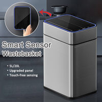 15L 20L Smart Trash Can Two-way Sensor Dustbin Kitchen Automatic Microcrystalline Panel Wastebasket Stainles Steel Garbage Can