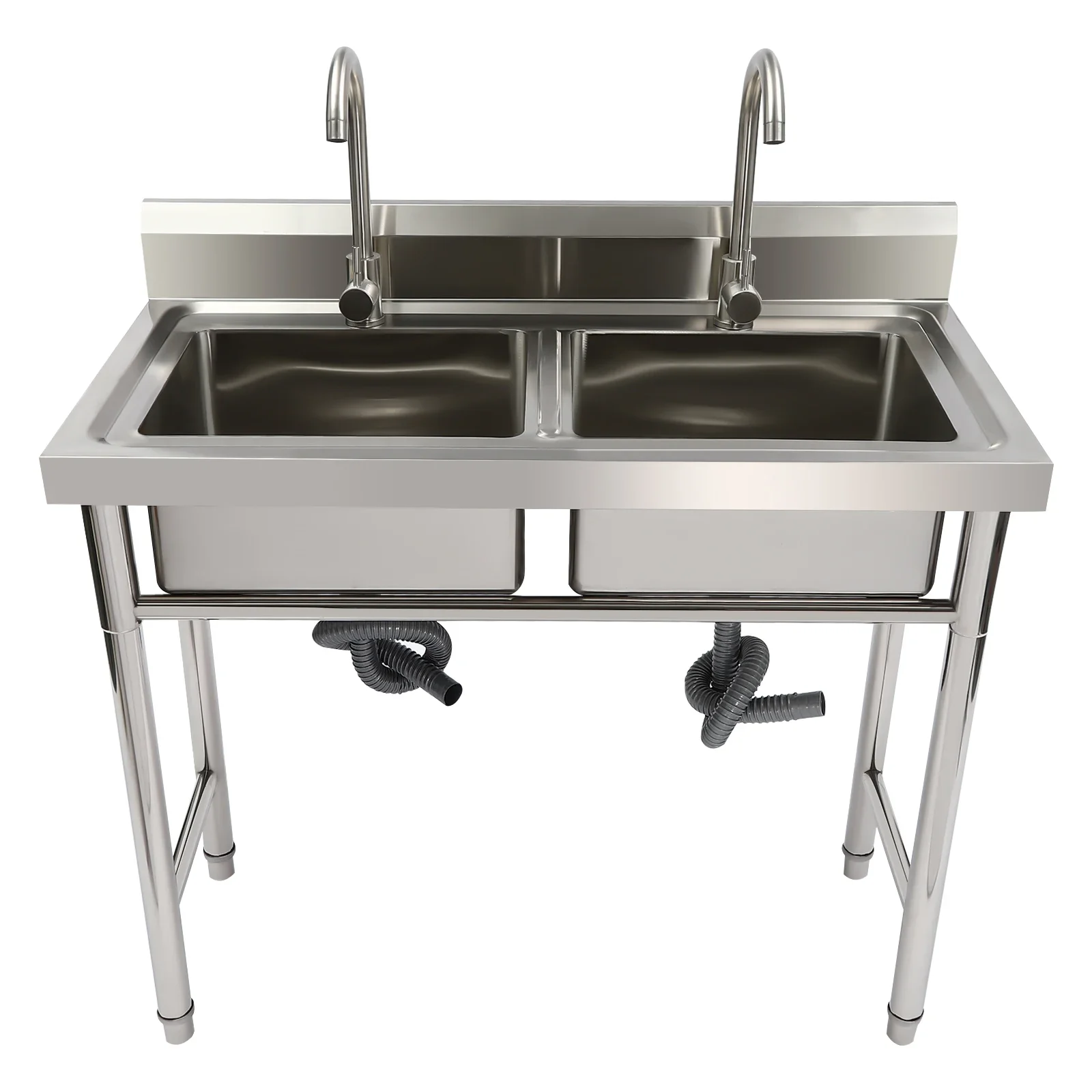 

Прямоугольная кухонная мойка с двойной раковиной из нержавеющей стали и 2 смесителями, высокая несущая способность