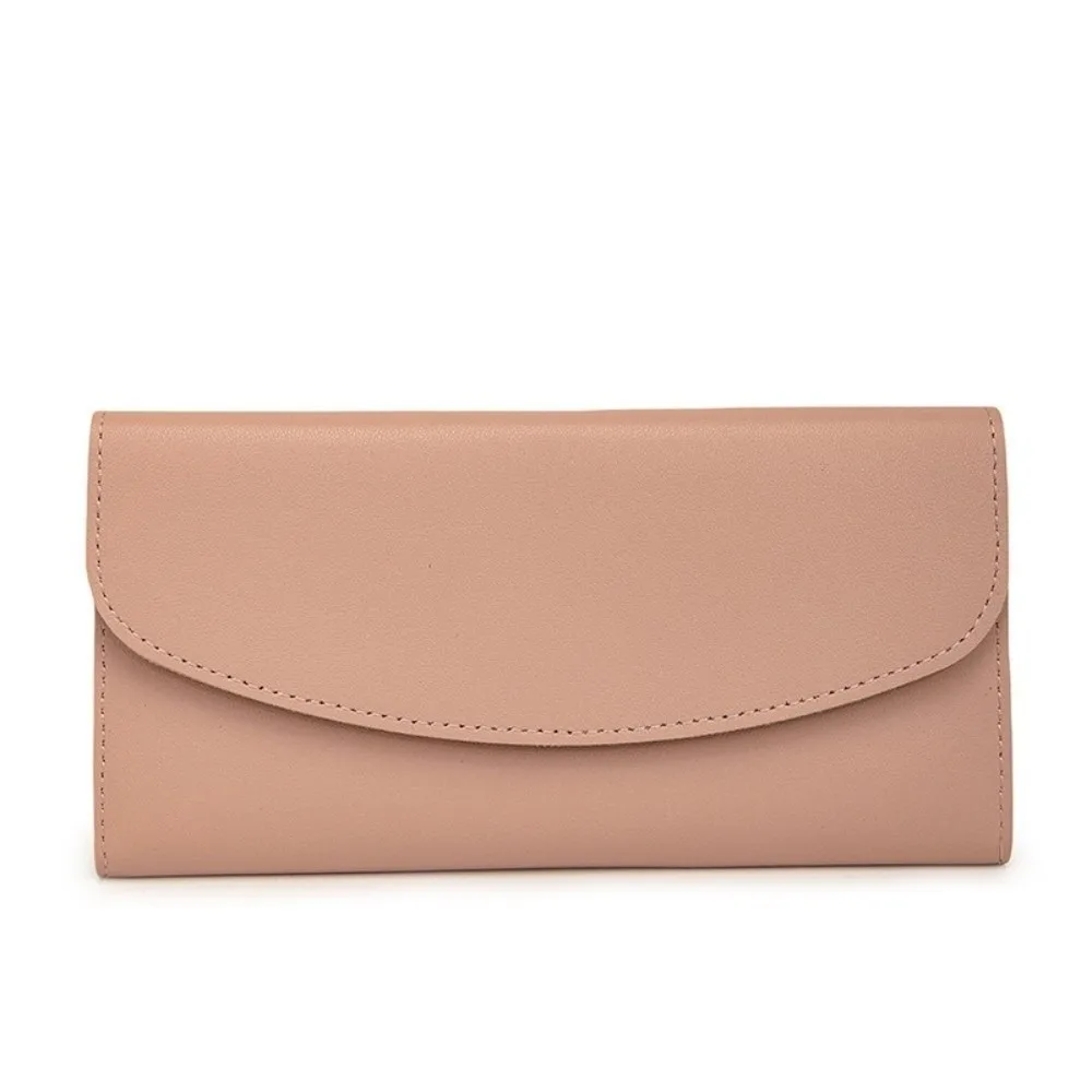 Elegant PU Leather Long Wallet Multi Card Slot Foldable Trifold Purse Soft Solid Color Card Holder for Men and Women