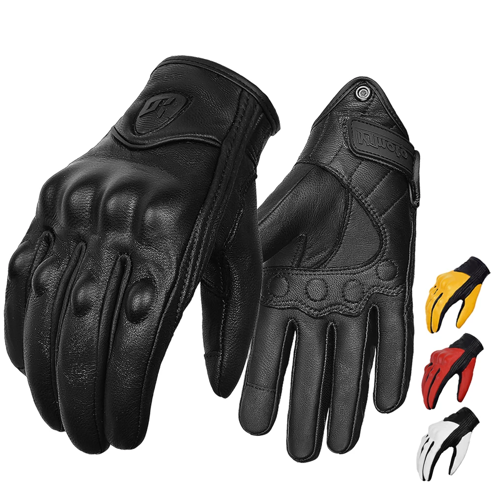 AliExpress MJMOTO Motorcycle Gloves Summer Leather Motocross Glove Men Women Retro Biker Cycling Motorcyclist Protected Goatskin Mtb Cycling Glove
