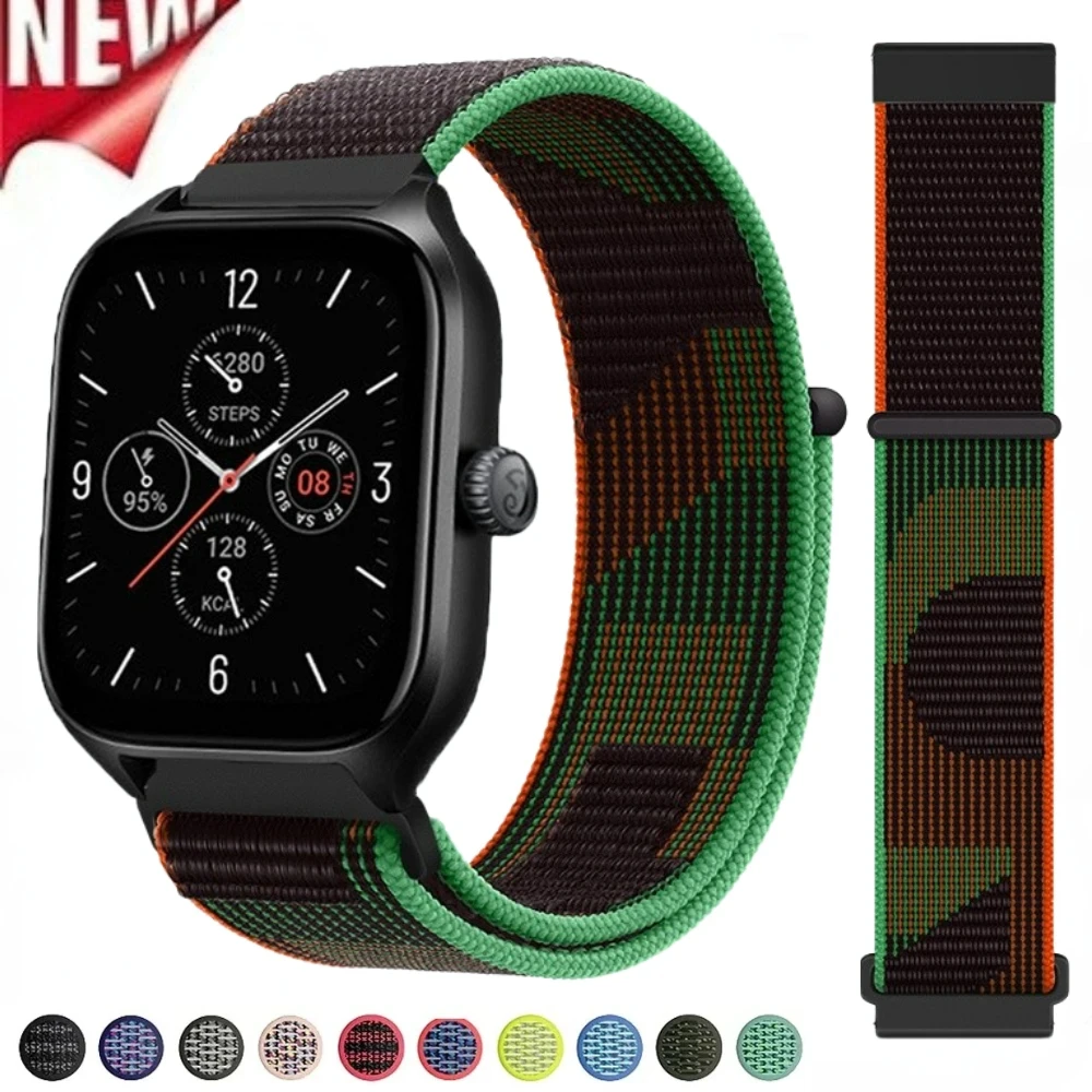 20mm 22mm Nylon Loop band For Amazfit GTS4/2/3/3pro/2e/GTS2 Mini/GTR 4 42mm/47mm/GTR2/2e/stratos belt bracelet Amazfit bip strap 