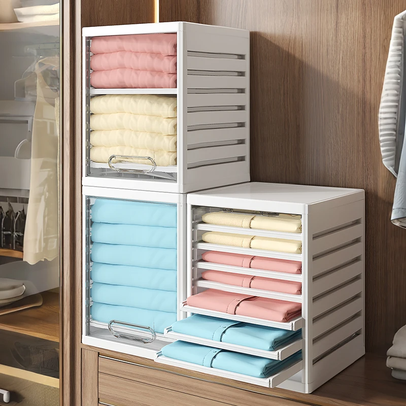 Drawer-Style Storage Box with Layered Dividers for Clothes, Storage Box for Household Bedroom Drawers, Storage Cabinet