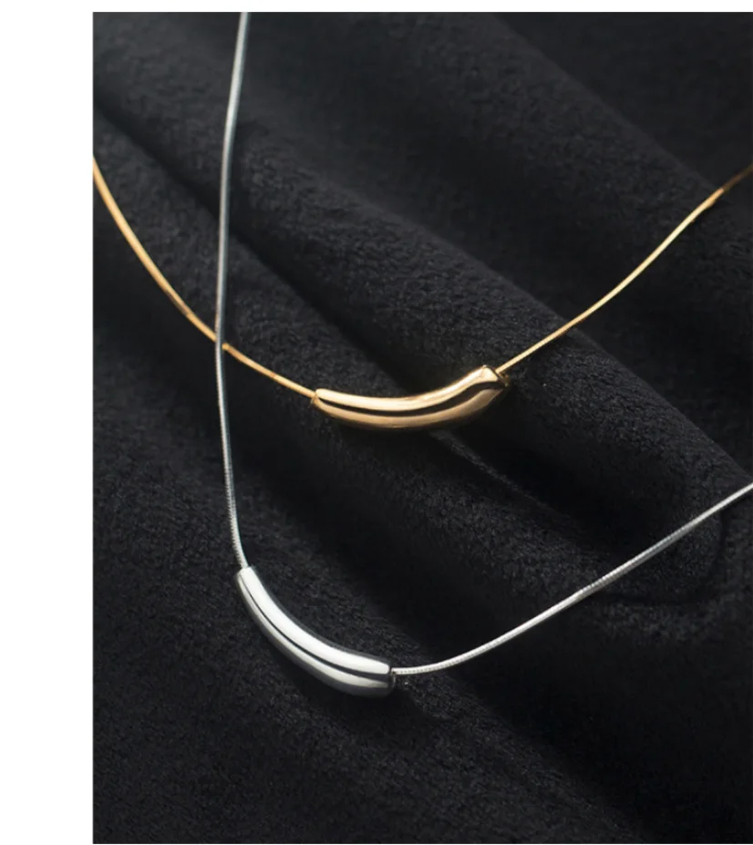 316L Stainless Steel Fashion Fine Jewelry Casual Minimalism Curve Charms Snake Bone Chain Choker Necklaces Pendants For Women