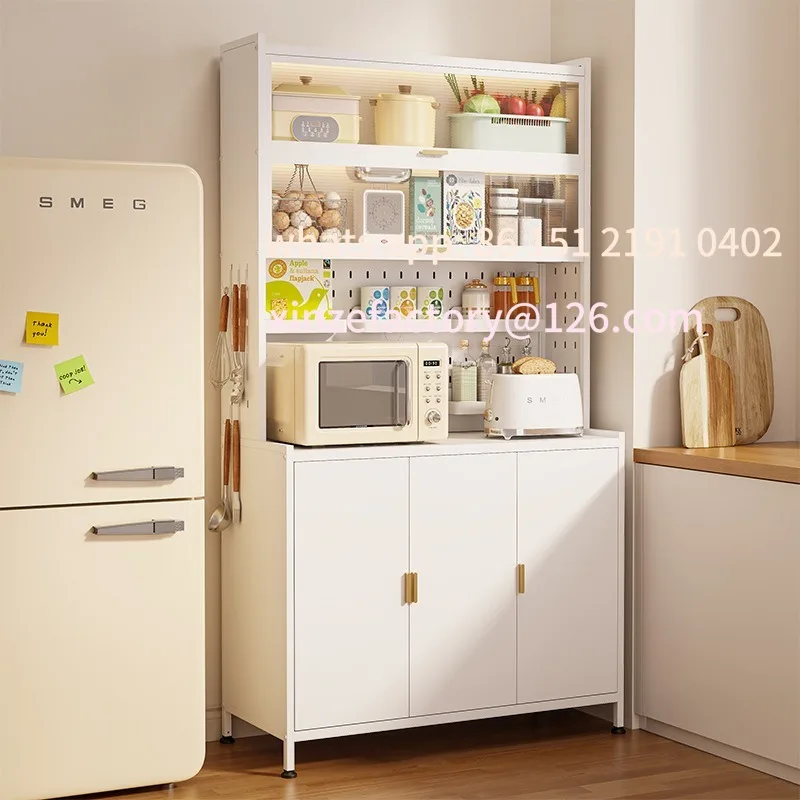

Customizable Steel Floor-Standing Multi-Tiered Multifunctional Storage Microwave Cupboard with Double Doors