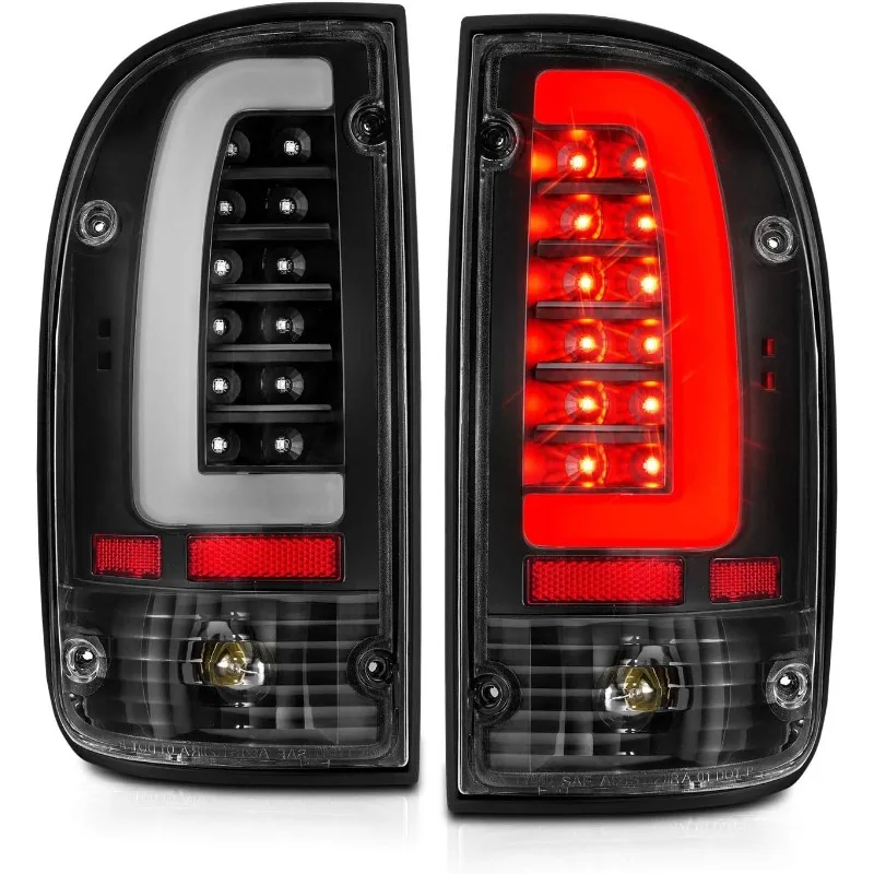 AmeriLite para 1995-2000 Tacoma Pickup tipo C tubo LED negro reemplazo luz trasera juego de lámpara de freno-controlador