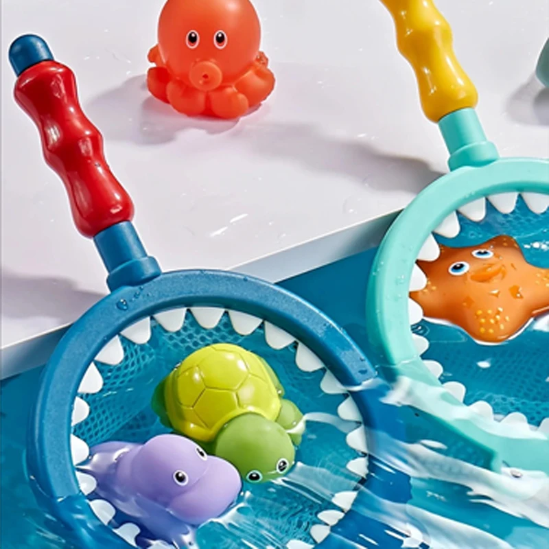 Baby Bath Toy Turtle Water Spray Net Outdoor Swimming Pool Beach Fishing Shark Children's Animal Squeeze Toy Floating Water Toy