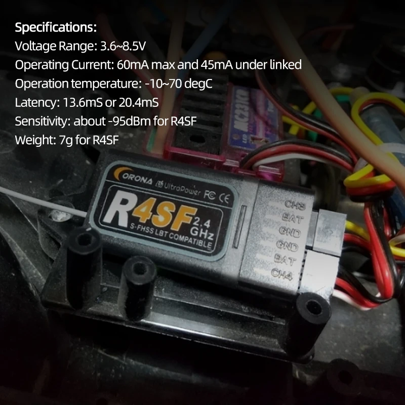 Corona 2.4G R4SF R6SF R8SF C4SF-HV Receiver 2.4GHz 4CH/6CH/8CH RX Compatible FUTABA S-FHSS T6J T8J T14SG 16SZ Transmitter Remote