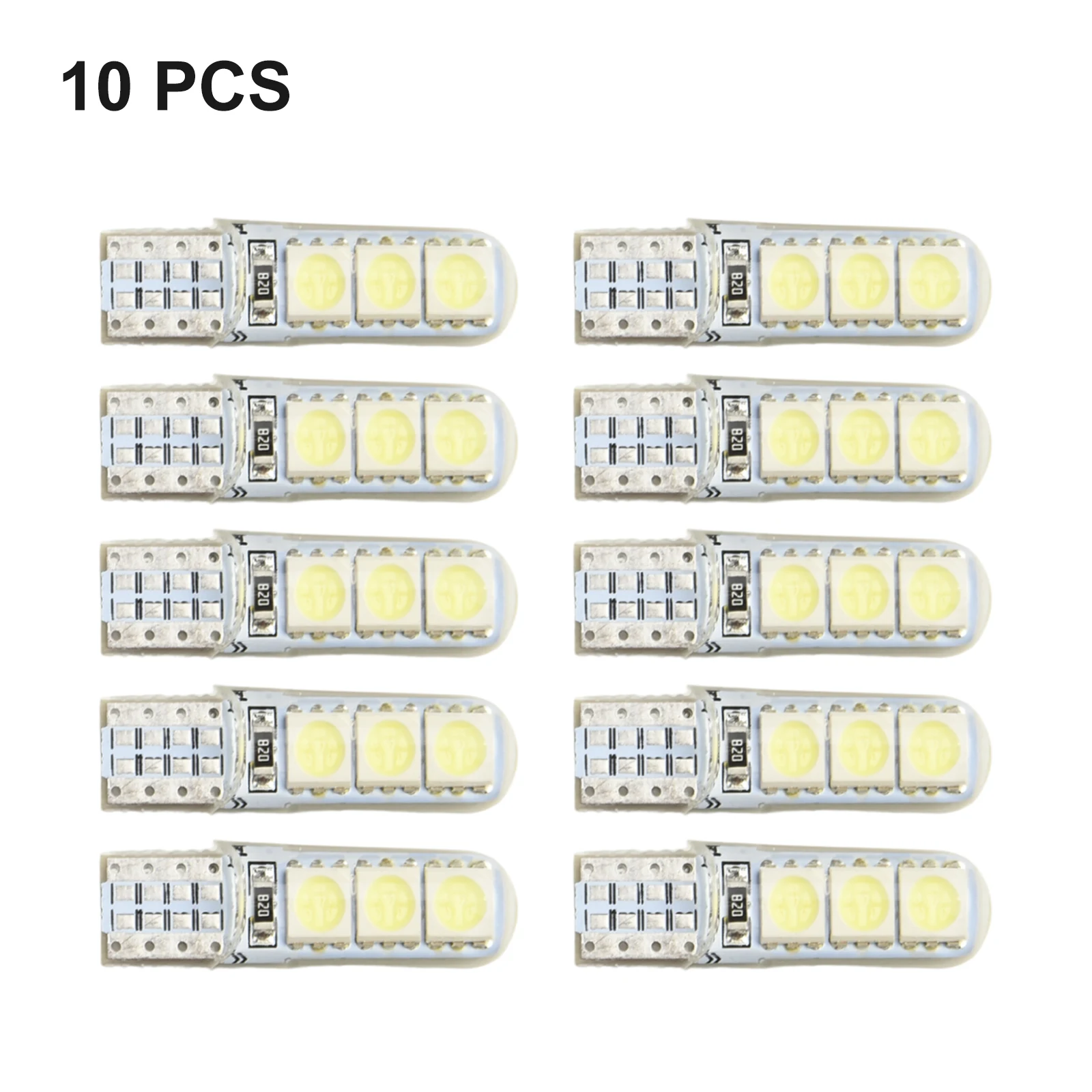 10pcs For T10 194 For T10-5050-6SMD Car Silicone Shell Canbus White 12V DC License Plate Car LED Side Wedge Lights Energy Saving