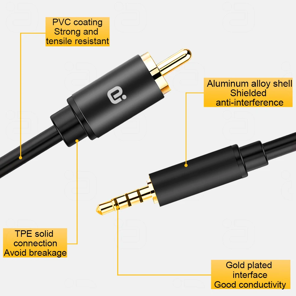 Cavo audio coassiale digitale Jack da 3,5 mm a cavo coassiale RCA maschio HiFi stereo placcato oro Home Theater per amplificatori WR320