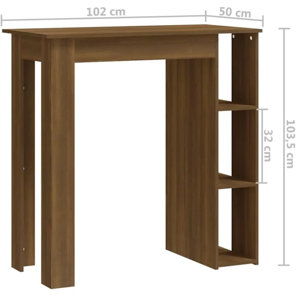 Tavolo da bar in legno ingegnerizzato di quercia - Mobili da bistrot moderni con ripiano per cucina e sala da pranzo, 40,2"x19,7"x40,7"