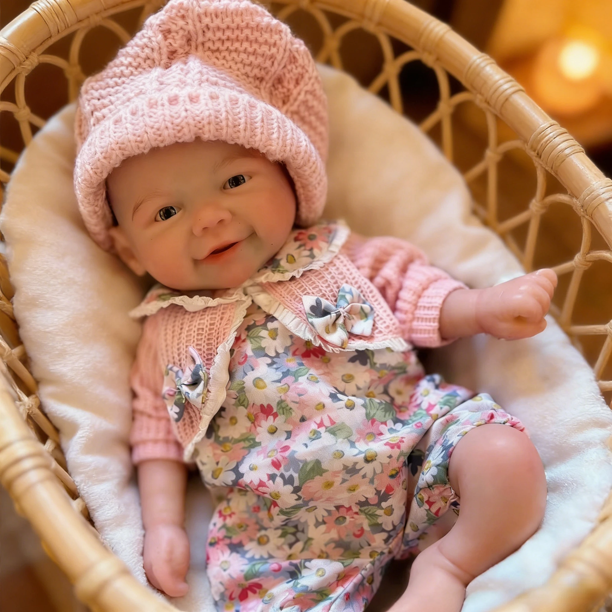 

Кукла-реборн Saskia 13 дюймов, силиконовая, с полным телом, реалистичная, как живая, Вивьен, с открывающимся ртом, в розовом наряде