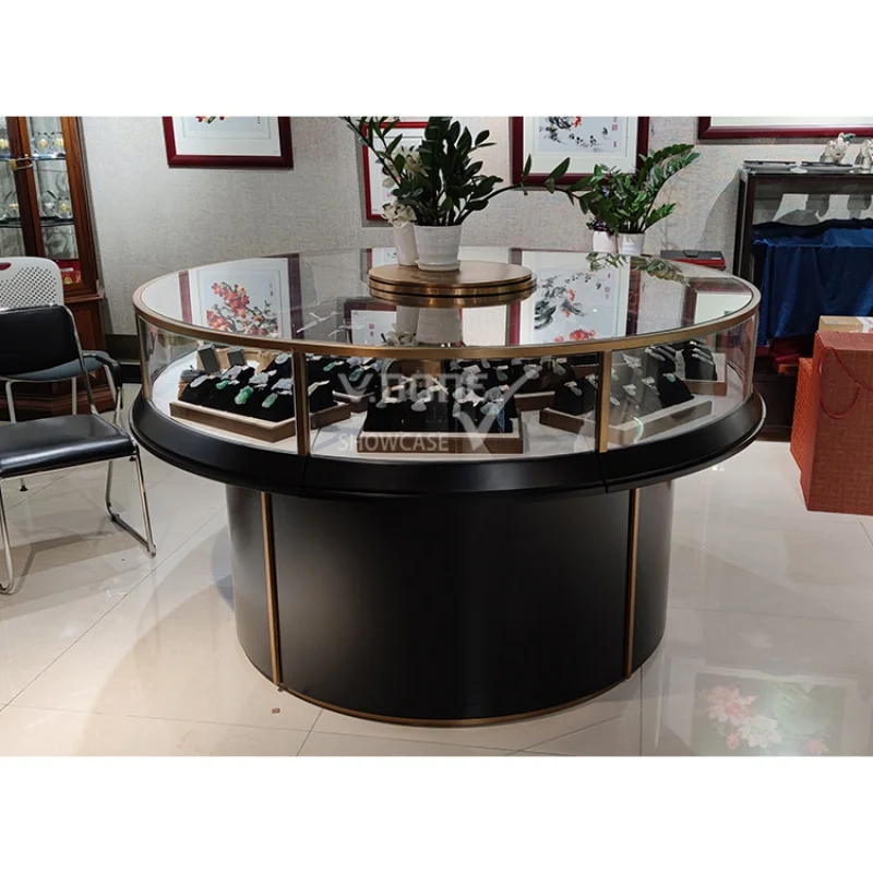 custom.modern luxury standing glass jewellery displays round jewelry shop cabinet display counter for store window furnitur