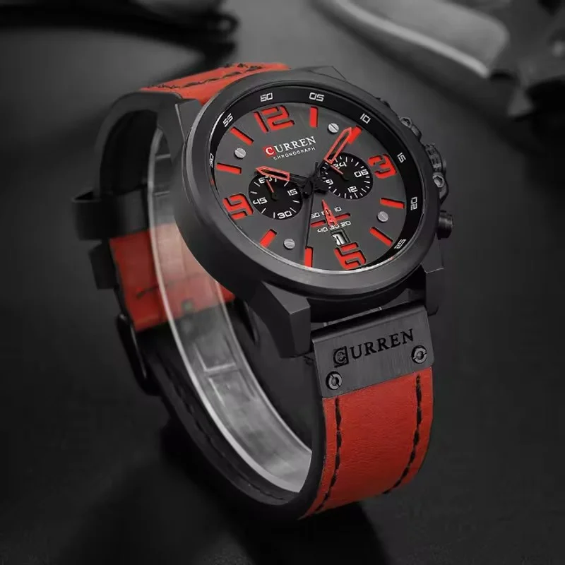 CURREN 8314 Top Brand Men Sport Wristwatch Luxury Calendar Men Watch Military Army brown Leather Male Clock Relogio Masculino