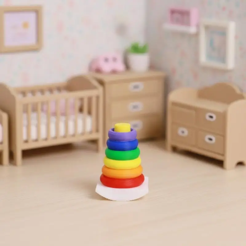 Wooden Rainbow Stack Tower Montessori Puzzle Stacking Rings Toy Baby Educational Sensory Playroom Gift for Toddler