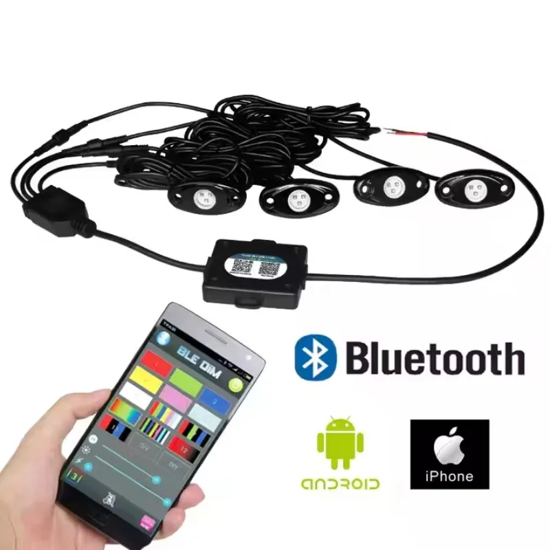 Factory Direct Supply LED Ambient Lights Car rainbow Chassis & Deck Lights 8 Pods APP Control RGB Aluminum CE Certified