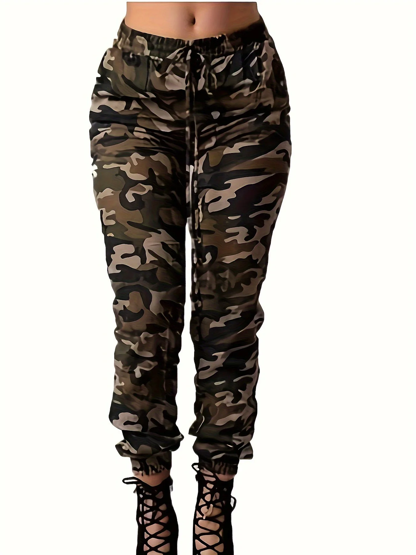Camo Print Flap Pockets Cargo Pants Casual Straight Leg Pants For Spring  Summer Women's Clothing