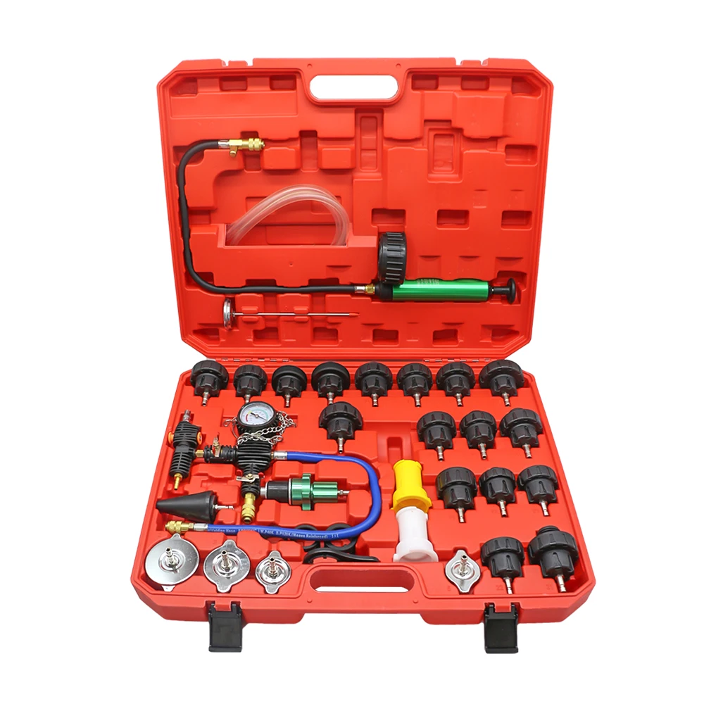 34PCS Antifreeze Replacement Filler Automotive Tank Leak Detector Cooling System Leak Test Tool With Universal Adapter