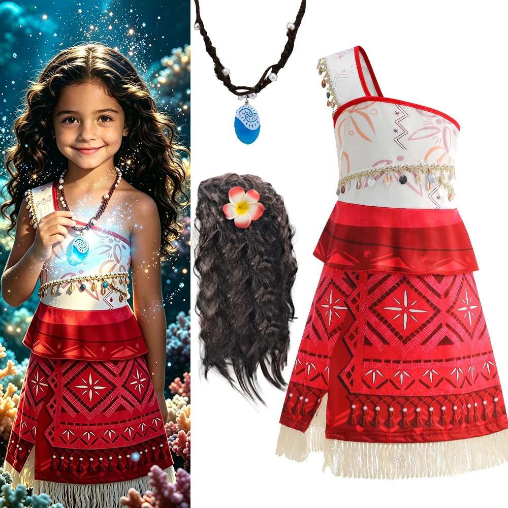 Moana Kids Halloween Costume Princess Birthday Dress for Girls Summer Dresses Cosplay Costumes