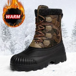 Winter Snow Boots Mid-calf Duck Boots for Men Warm Outdoor Waterproof Hunting Boot Working Boots Mens Camouflage Outdoor Shoes