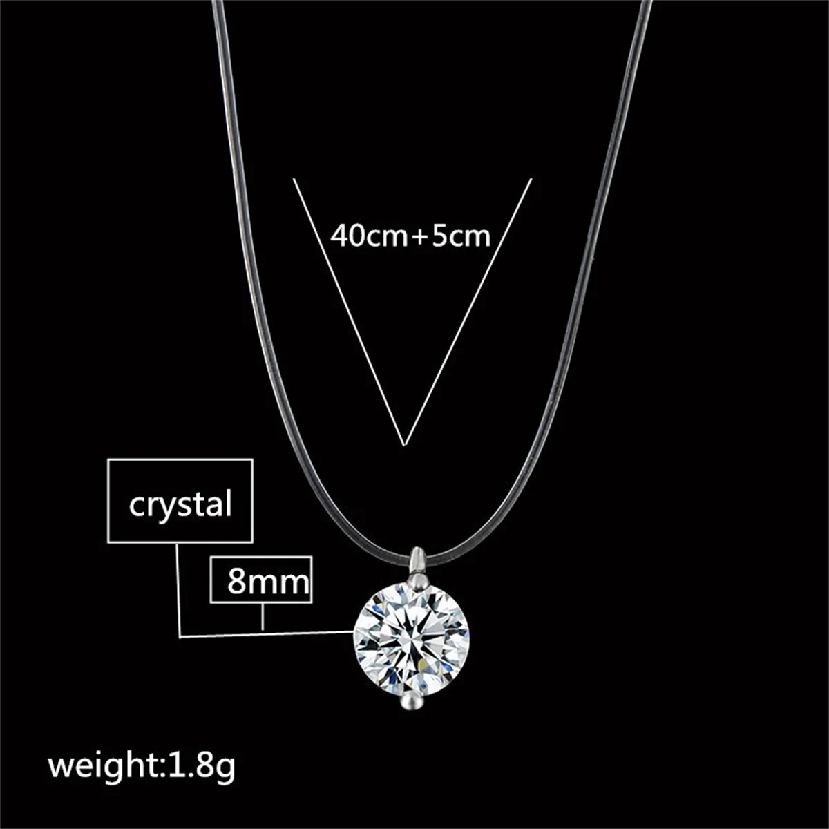 Mode Glänzende Kristall Halskette Für Frauen Weibliche Transparente Angelschnur Runde Zirkon Halsband Minimalistischen Schlüsselbein Kette Schmuck – Detail 2